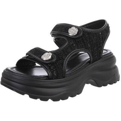 Ital-Design Plateausandaletten für Damen in Schwarz Ital-Design Plateausandaletten für Damen in Schwarz