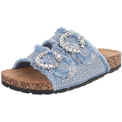 Ital-Design Pantoletten für Damen in Hellblau Ital-Design Pantoletten für Damen in Hellblau
