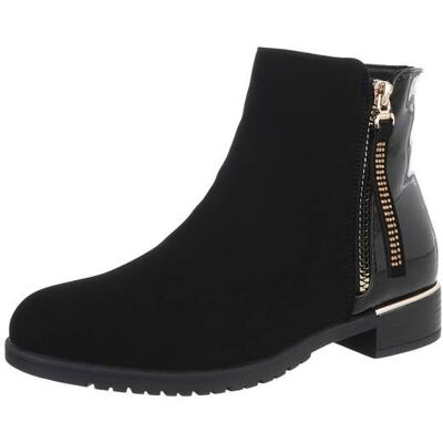 Ital-Design Flache Stiefeletten für Damen in Schwarz Ital-Design Flache Stiefeletten für Damen in Schwarz