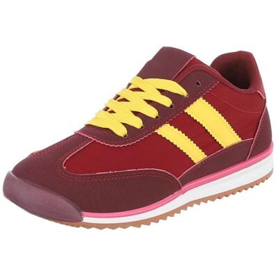 Ital-Design Sneakers Low für Damen in Bordeaux und Gelb Ital-Design Sneakers Low für Damen in Bordeaux und Gelb