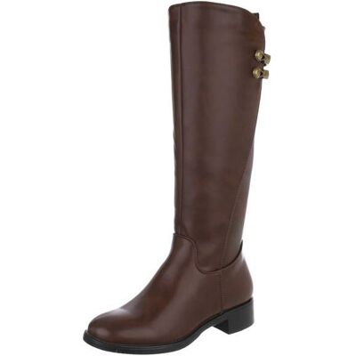 Ital-Design Flache Stiefel für Damen in Braun Ital-Design Flache Stiefel für Damen in Braun