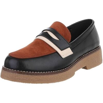 Ital-Design Slipper für Damen in Schwarz und Braun Ital-Design Slipper für Damen in Schwarz und Braun