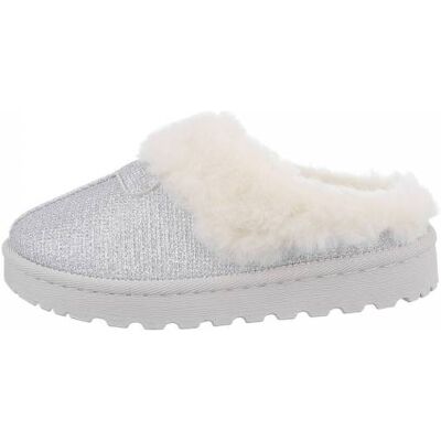 Ital-Design Flache Stiefeletten für Damen in Silber Ital-Design Flache Stiefeletten für Damen in Silber