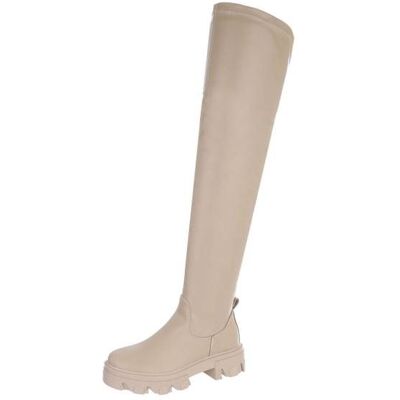 Ital-Design Plateaustiefel für Damen in Beige Ital-Design Plateaustiefel für Damen in Beige