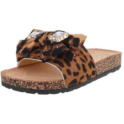 Ital-Design Pantoletten für Damen in Braun und Beige Ital-Design Pantoletten für Damen in Braun und Beige