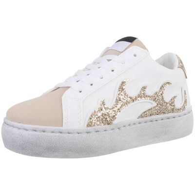 Ital-Design Sneakers Low für Damen in Weiß und Beige Ital-Design Sneakers Low für Damen in Weiß und Beige