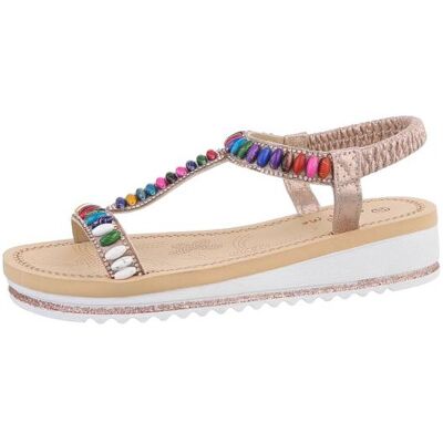 Ital-Design Riemchensandalen für Damen in Champagner Ital-Design Riemchensandalen für Damen in Champagner