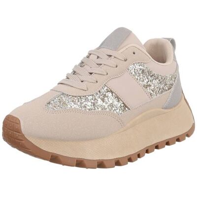 Ital-Design Sneakers Low für Damen in Beige und Gold Ital-Design Sneakers Low für Damen in Beige und Gold