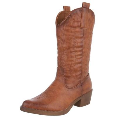 Ital-Design Western- & Bikerstiefel für Damen in Camel Ital-Design Western- & Bikerstiefel für Damen in Camel