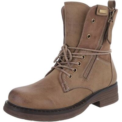 Ital-Design Flache Stiefeletten für Damen in Hellbraun Ital-Design Flache Stiefeletten für Damen in Hellbraun