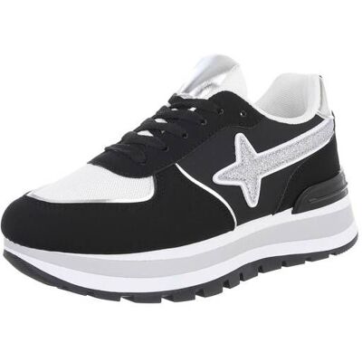 Ital-Design Sneakers Low für Damen in Schwarz und Weiß Ital-Design Sneakers Low für Damen in Schwarz und Weiß
