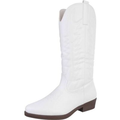 Ital-Design Western- & Bikerstiefel für Damen in Weiß Ital-Design Western- & Bikerstiefel für Damen in Weiß