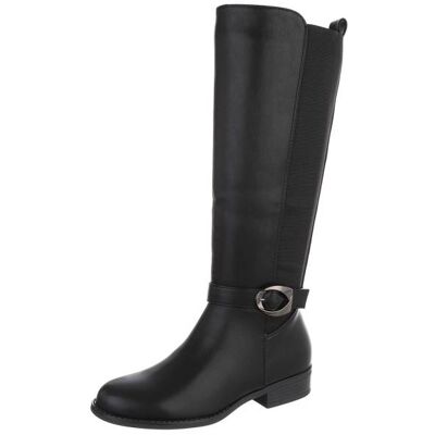 Ital-Design Flache Stiefel für Damen in Schwarz Ital-Design Flache Stiefel für Damen in Schwarz