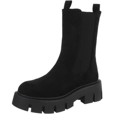 Ital-Design Plateaustiefeletten für Damen in Schwarz Ital-Design Plateaustiefeletten für Damen in Schwarz