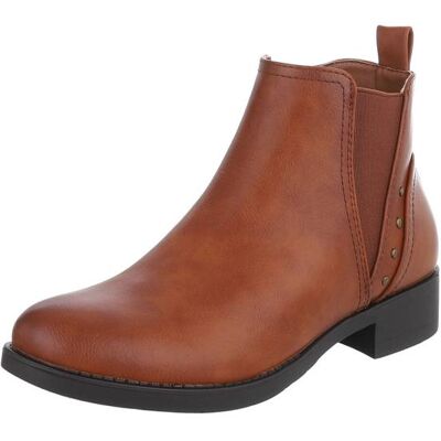 Ital-Design Flache Stiefeletten für Damen in Camel Ital-Design Flache Stiefeletten für Damen in Camel