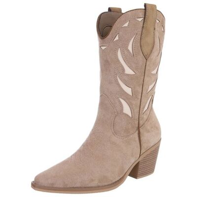 Ital-Design Western- & Bikerstiefel für Damen in Hellbraun und Beige Ital-Design Western- & Bikerstiefel für Damen in Hellbraun und Beige
