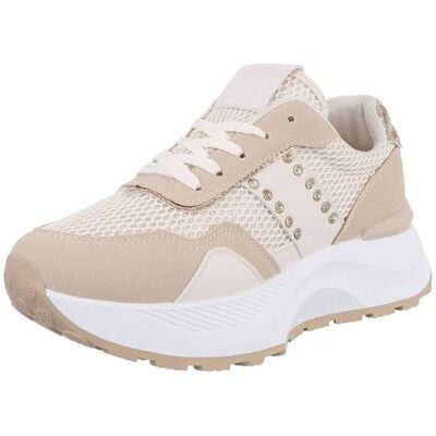 Ital-Design Sneakers Low für Damen in Beige und Weiß Ital-Design Sneakers Low für Damen in Beige und Weiß