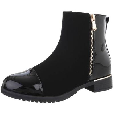 Ital-Design Flache Stiefeletten für Damen in Schwarz Ital-Design Flache Stiefeletten für Damen in Schwarz