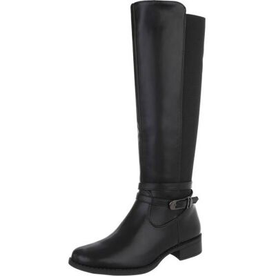 Ital-Design Flache Stiefel für Damen in Schwarz Ital-Design Flache Stiefel für Damen in Schwarz