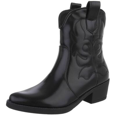 Ital-Design Western- & Bikerboots für Damen in Schwarz und Grau Ital-Design Western- & Bikerboots für Damen in Schwarz und Grau
