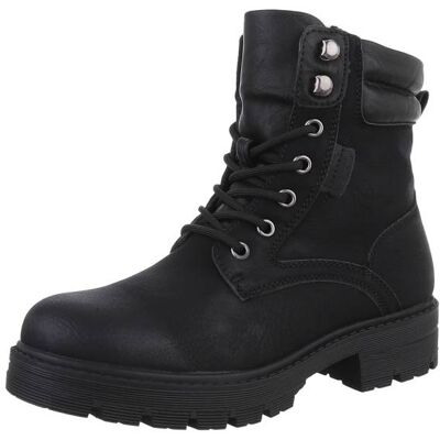 Ital-Design Flache Stiefeletten für Damen in Schwarz Ital-Design Flache Stiefeletten für Damen in Schwarz