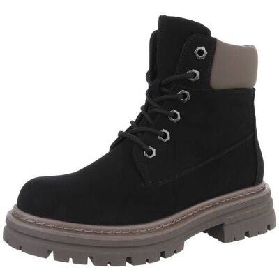 Ital-Design Flache Stiefeletten für Damen in Schwarz Ital-Design Flache Stiefeletten für Damen in Schwarz