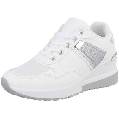 Ital-Design Sneakers Low für Damen in Weiß und Silber Ital-Design Sneakers Low für Damen in Weiß und Silber