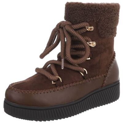 Ital-Design Flache Stiefeletten für Damen in Braun Ital-Design Flache Stiefeletten für Damen in Braun