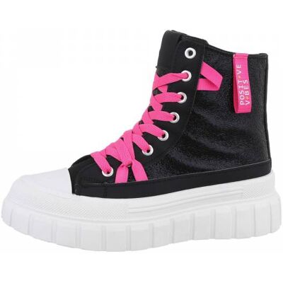 Ital-Design Sneakers High für Damen in Schwarz und Weiß Ital-Design Sneakers High für Damen in Schwarz und Weiß