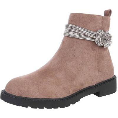 Ital-Design Flache Stiefeletten für Damen in Hellbraun Ital-Design Flache Stiefeletten für Damen in Hellbraun