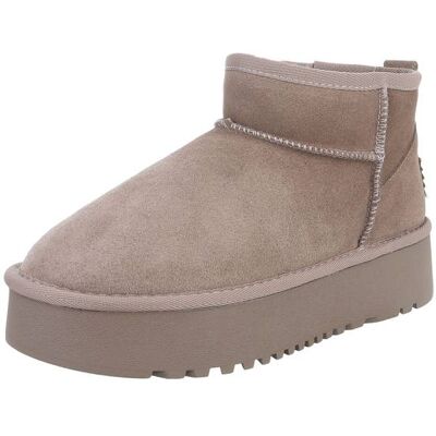 Ital-Design Flache Stiefeletten für Damen in Hellbraun Ital-Design Flache Stiefeletten für Damen in Hellbraun