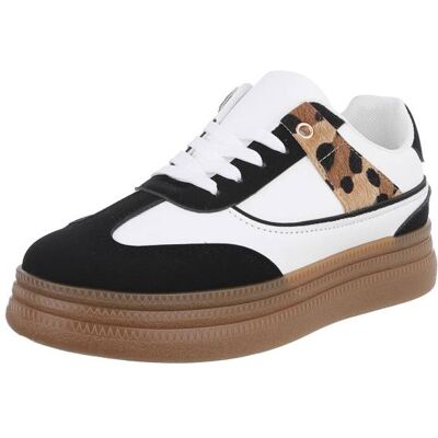 Ital-Design Sneakers Low für Damen in Weiß und Schwarz Ital-Design Sneakers Low für Damen in Weiß und Schwarz