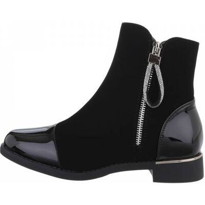 Ital-Design Flache Stiefel für Damen in Schwarz Ital-Design Flache Stiefel für Damen in Schwarz