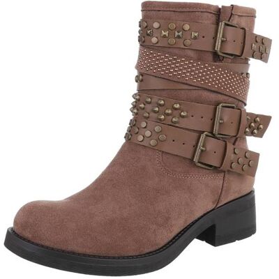 Ital-Design Flache Stiefeletten für Damen in Hellbraun Ital-Design Flache Stiefeletten für Damen in Hellbraun