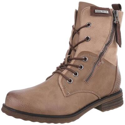 Ital-Design Flache Stiefeletten für Damen in Hellbraun Ital-Design Flache Stiefeletten für Damen in Hellbraun