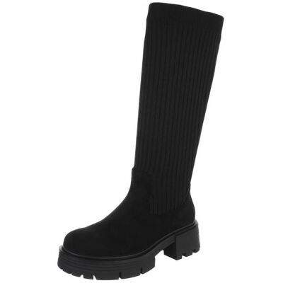 Ital-Design Plateaustiefel für Damen in Schwarz Ital-Design Plateaustiefel für Damen in Schwarz