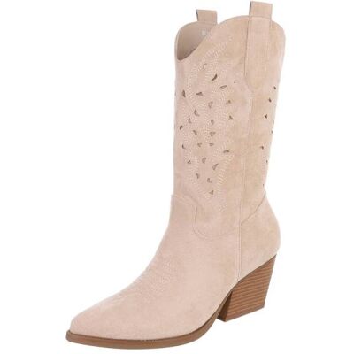 Ital-Design Western- & Bikerstiefel für Damen in Beige Ital-Design Western- & Bikerstiefel für Damen in Beige