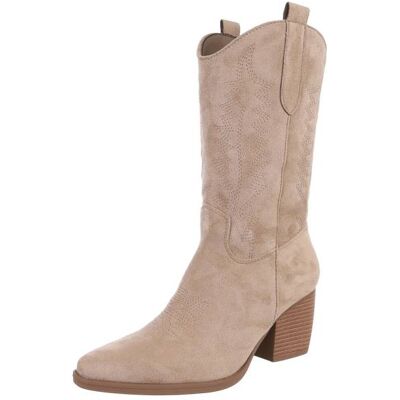 Ital-Design Western- & Bikerstiefel für Damen in Hellbraun Ital-Design Western- & Bikerstiefel für Damen in Hellbraun