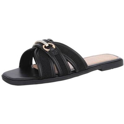 Ital-Design Pantoletten für Damen in Schwarz Ital-Design Pantoletten für Damen in Schwarz