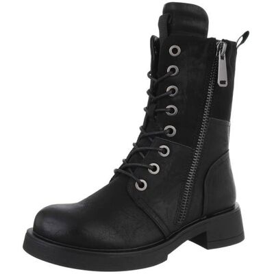 Ital-Design Flache Stiefeletten für Damen in Schwarz Ital-Design Flache Stiefeletten für Damen in Schwarz