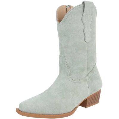 Ital-Design Western- & Bikerboots für Damen in Hellgrün Ital-Design Western- & Bikerboots für Damen in Hellgrün