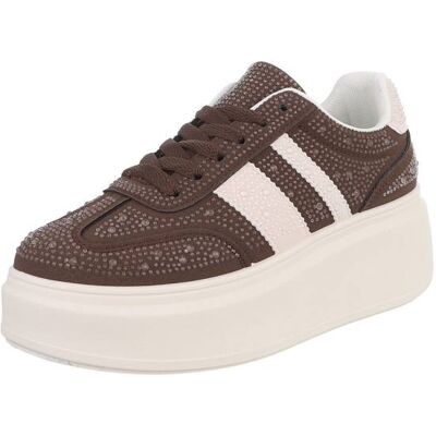 Ital-Design Sneakers Low für Damen in Braun und Weiß Ital-Design Sneakers Low für Damen in Braun und Weiß