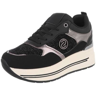 Ital-Design Sneakers Low für Damen in Schwarz und Weiß Ital-Design Sneakers Low für Damen in Schwarz und Weiß