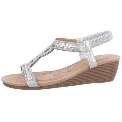 Ital-Design Keilsandaletten für Damen in Silber Ital-Design Keilsandaletten für Damen in Silber