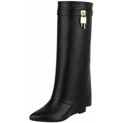 Ital-Design Keilstiefel für Damen in Schwarz Ital-Design Keilstiefel für Damen in Schwarz
