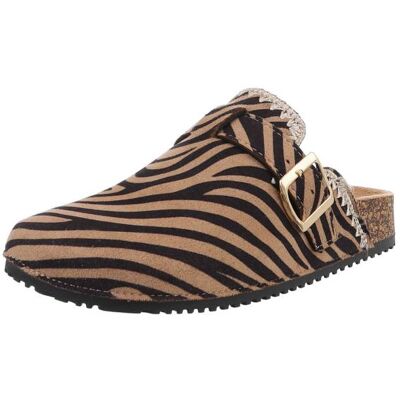 Ital-Design Pantoletten für Damen in Braun und Beige Ital-Design Pantoletten für Damen in Braun und Beige