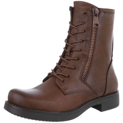 Ital-Design Flache Stiefeletten für Damen in Braun Ital-Design Flache Stiefeletten für Damen in Braun