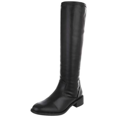 Ital-Design Flache Stiefel für Damen in Schwarz Ital-Design Flache Stiefel für Damen in Schwarz