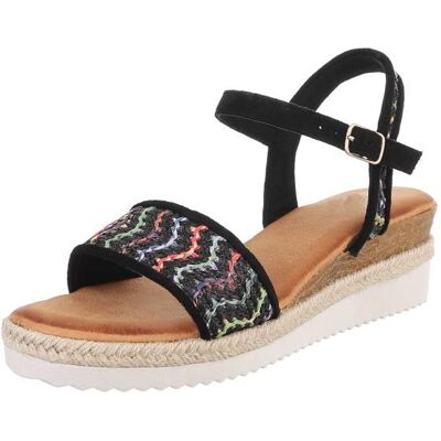 Ital-Design Plateausandaletten für Damen in Schwarz und Beige Ital-Design Plateausandaletten für Damen in Schwarz und Beige