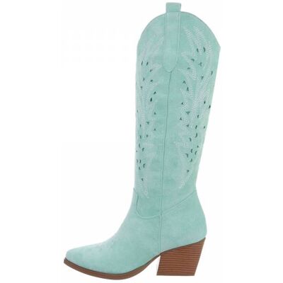 Ital-Design Western- & Bikerstiefel für Damen in Hellgrün Ital-Design Western- & Bikerstiefel für Damen in Hellgrün